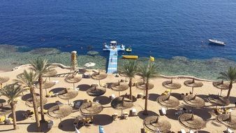 beach umbrellas by the sea in egypt