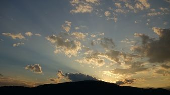 sun rays through the clouds in the evening