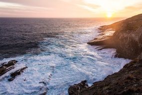 sunset on coast of Kangaroo Island, australia
