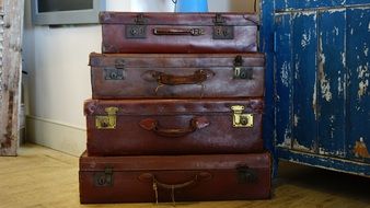 brown old suitcases