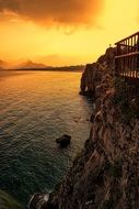 sunset over the rocky coast, turkey, antalya