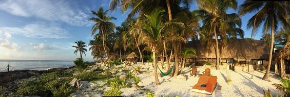 sunrise over paradise beach in Mexico