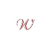 Colorful candy like calligraphic "W" letter at white background