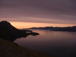 Lofoten Sea with hills as silhouettes