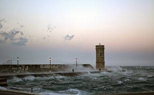 lighthouse in stormy day