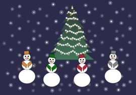 Christmas Tree and snowmen as a drawing