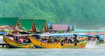 panoramic view of a floating fishing village in thailand