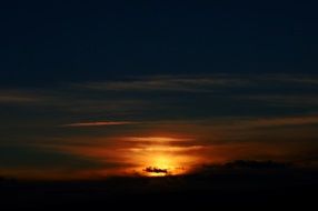fiery sun in the black sky