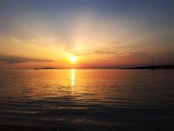 bright sunset over the sea in croatia
