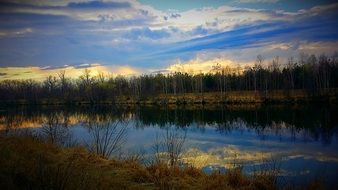 Landscape of the river water at the sunset