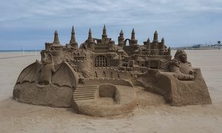 large sand castle on the shore