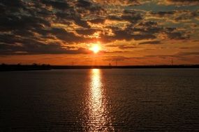 cloudy evening sky over the lake