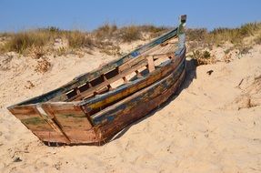 wooden boat on the Portuguese beach