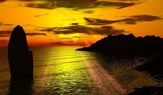 Landscape of colorful sunset over the ocean