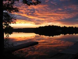 landscape of sunset clouds reflected in the water