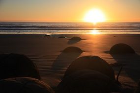 moeraki boulders on the coast of New Zealand