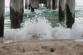 Breaking Waves Under the Pier