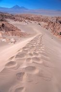 human traces at scenic Desert landscape, Chile, San Pedro De Atacama