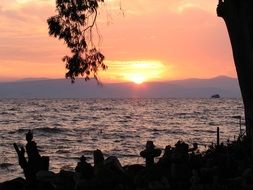 pink-purple sky over Lake Tiberias, Israel