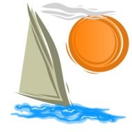 drawing of a sailing boat in the ocean