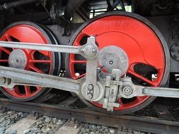 red round locomotive wheels