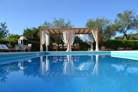 Swimming Pool with the chair near it near the villa