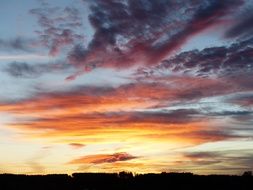 afterglow on the grey sky