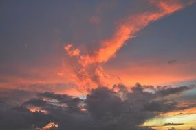 golden bright clouds at sunset