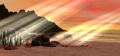 Beach Sun Rays drawing