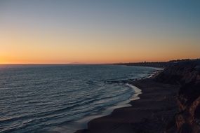 quiet ocean coast at sunset