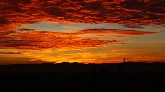 bright orange sunset sky