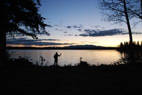Picture of fisher on a lake shore