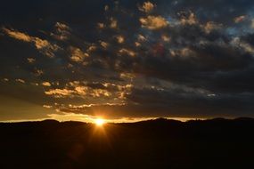 Landscape of the evening sky and mountains