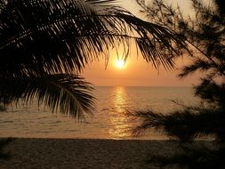 peaceful sunset on the beach in phu quoc