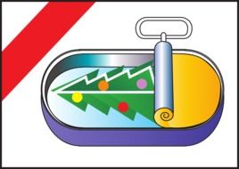 picture with christmas tree in tin packaging