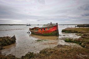 fishing boat on the seashore