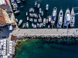 top view of boats in port