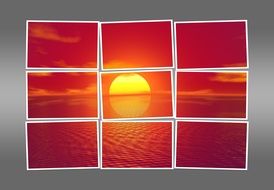polaroid photo of red sunset