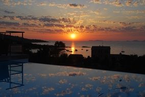 mirror image of a sunset in corsica