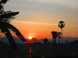 evening twilight over kanchanaburi