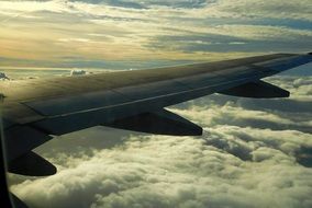 Plane wing of the plane in flight