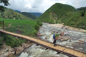 farmer on the bridge in Vietnam