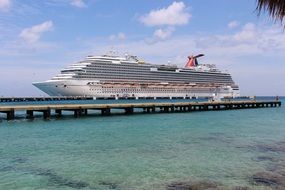 Large cruise ship on ocean