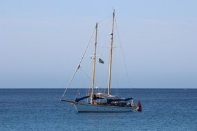 two masted sailing Boat on sea