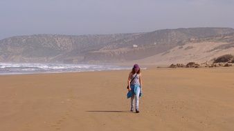 girl on a walk on the coast of morocco