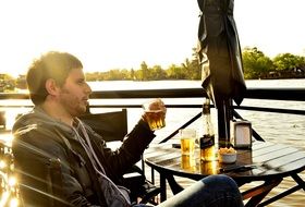 Man drinking beer