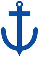 Blue nautical anchor at white background