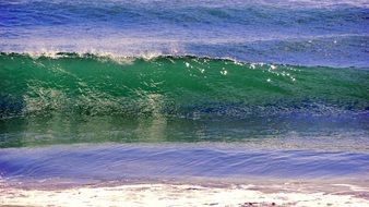 colorful Sea Waves splashing on Beach