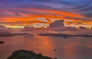 panorama of a bright picturesque sunset