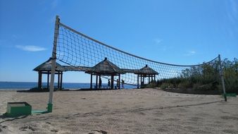 volleyball net on a sunny beach
